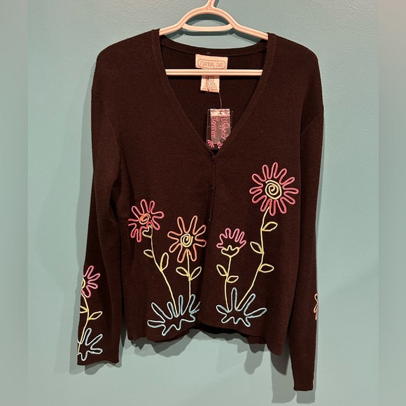 Mandal Bay Sweaters - Art Teacher Black Floral Embroidered Cardigan